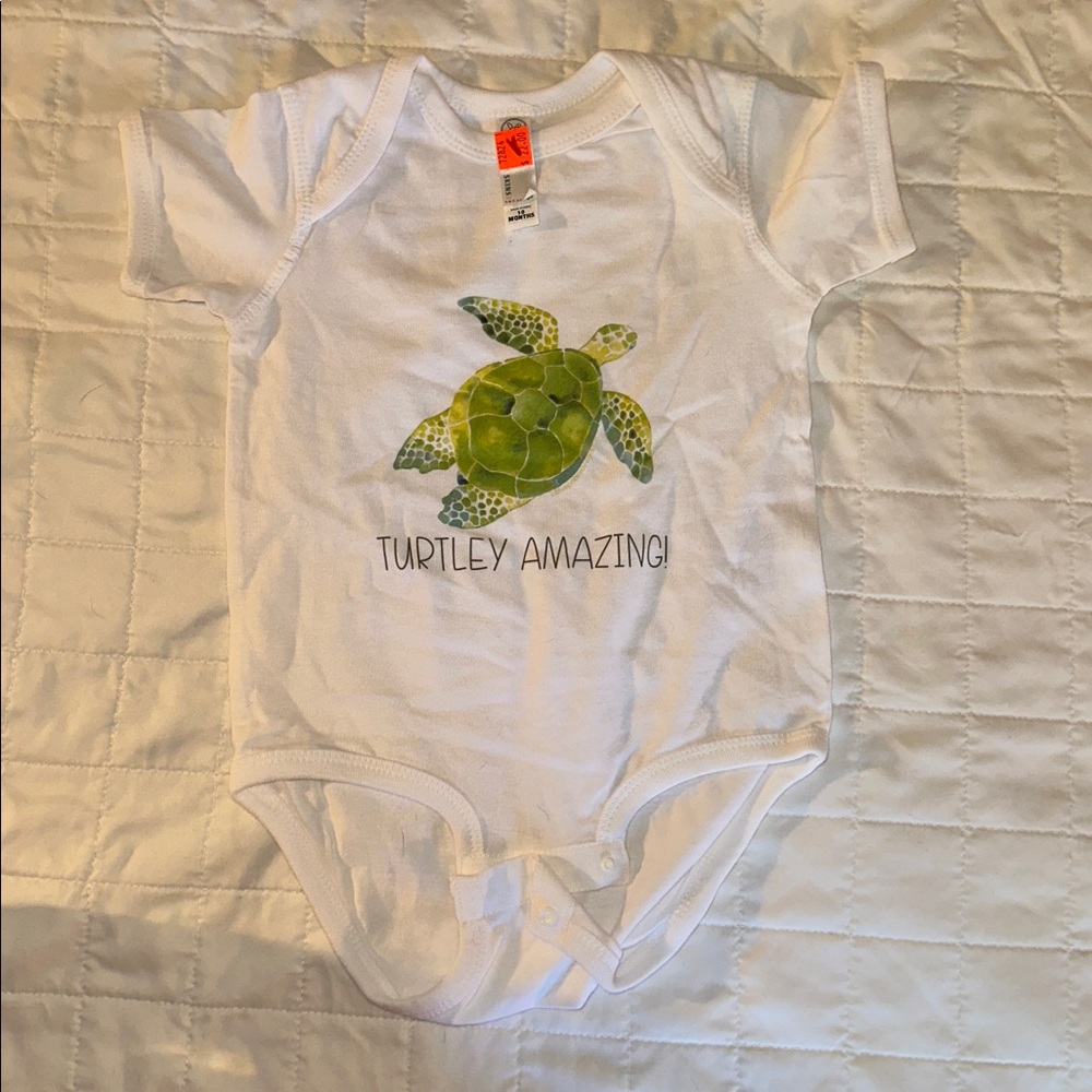 Cute White Onesie with Turtle Design